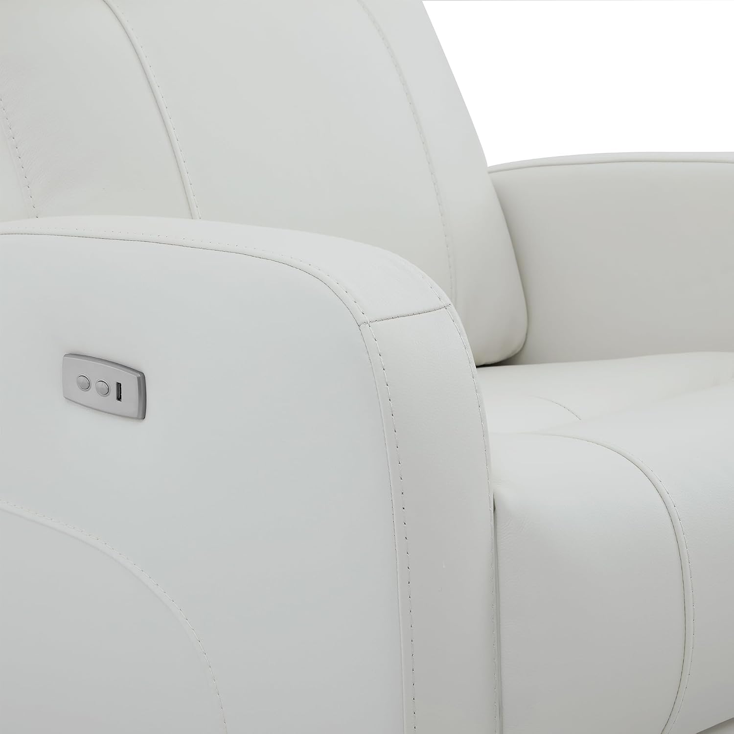 CHITA Genuine Leather Power Swivel Glider Recliner Chair, FSC Certified Double Layer Backrest Truck Armrest Recliner Chair Sofa for Living Room-White