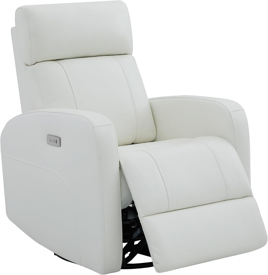 CHITA Genuine Leather Power Swivel Glider Recliner Chair, FSC Certified Double Layer Backrest Truck Armrest Recliner Chair Sofa for Living Room-White