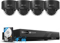 4COVR 4K PoE Security Camera System, AI Human Vehicle Detection, 4Pcs 8MP IK10 Vandal-Proof Dome IP Camera with Mic, 8CH 8MP H.265 NVR with 2TB HDD, IP67 Home Weatherproof Outdoor, LY54AB8M0804