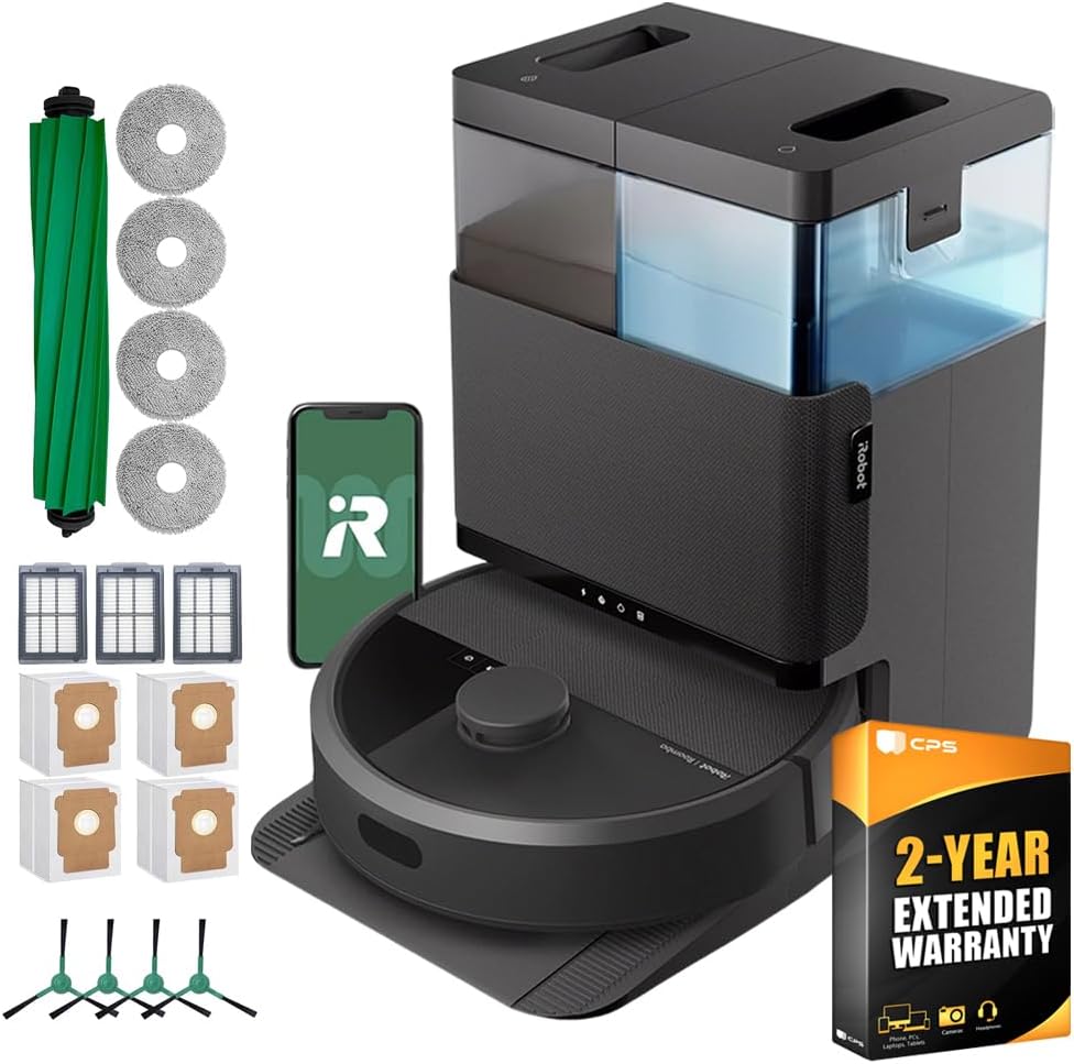 iRobot G185020 Roomba Plus 405 Combo Robot + AutoWash Dock Bundle with Deco Essentials 16Pcs Replacement Kit and CPS 2 YR Enhanced Protection Pack