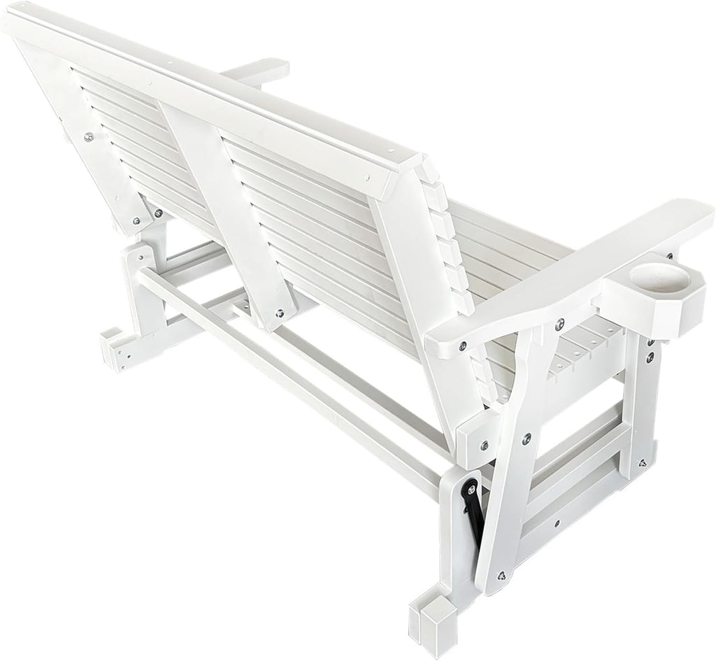 Fortune Candy Patio Glider with Cup Holders, High Roll Back and Deep Contoured Seat,Heavy Duty 800 Lb (White, 2-Seater)