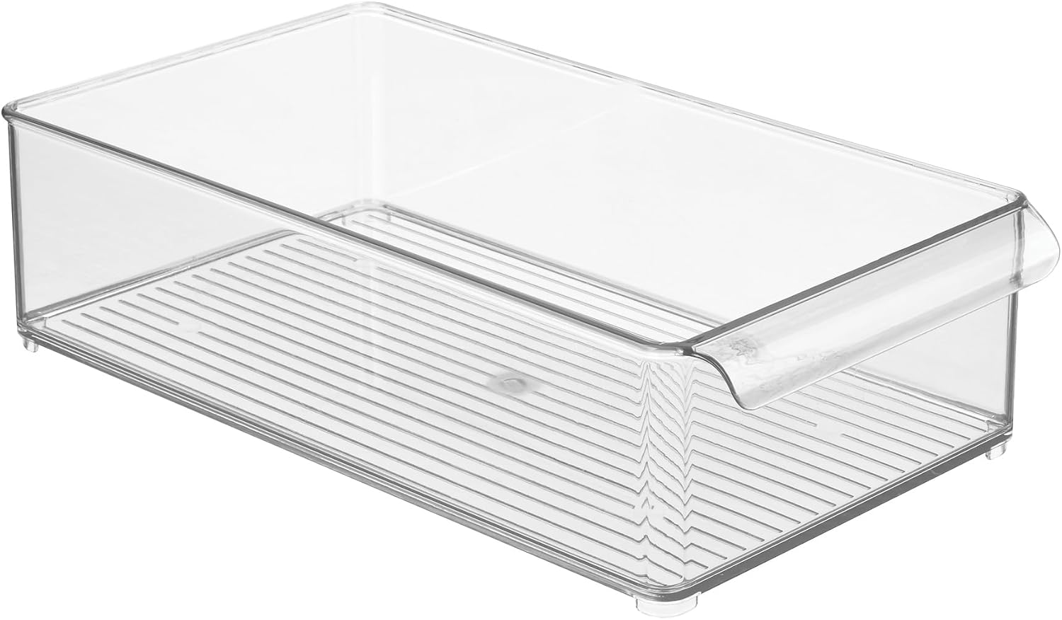 iDesign Large Stackable Fridge or Freezer Bin with Front Handle - Set of 6 - Clear - Made in USA
