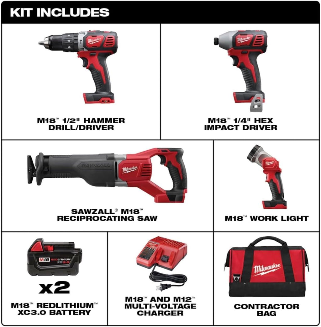 Milwaukee 2696-24 M18 Cordless Compact Combo Tool Kit