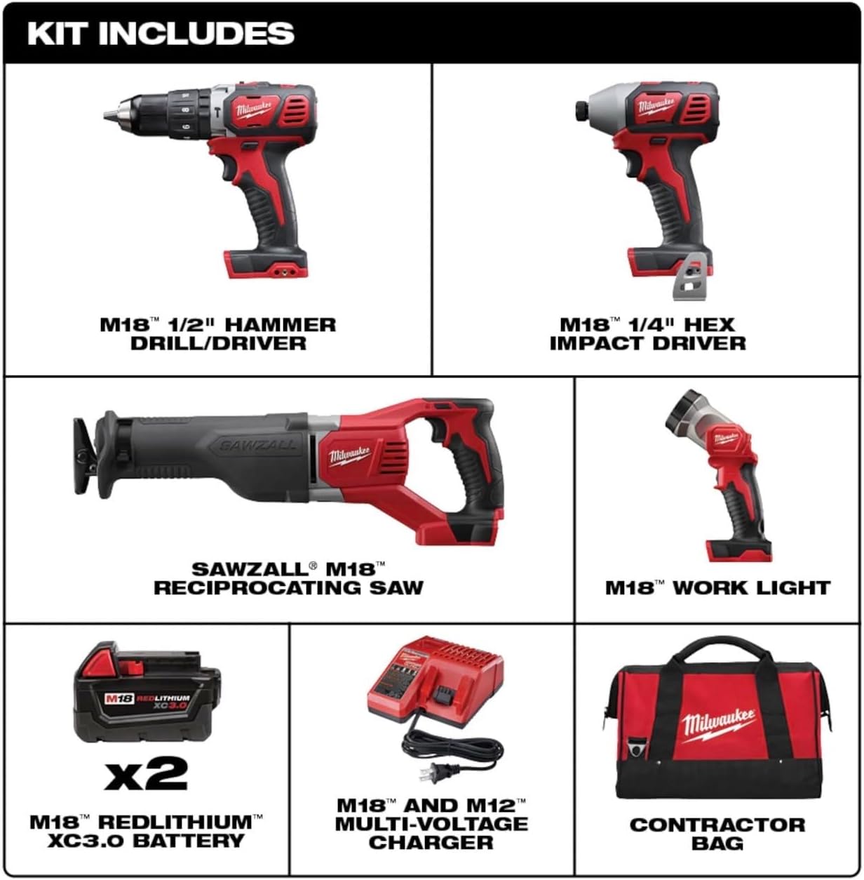 Milwaukee 2696-24 M18 Cordless Compact Combo Tool Kit