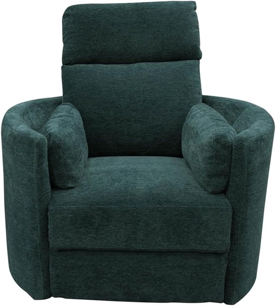 Pemberly Row Polyester Power Swivel Glider Recliner in Peacock Blue with USB Charging Ports and 2 Comfort Pillows for Living Room