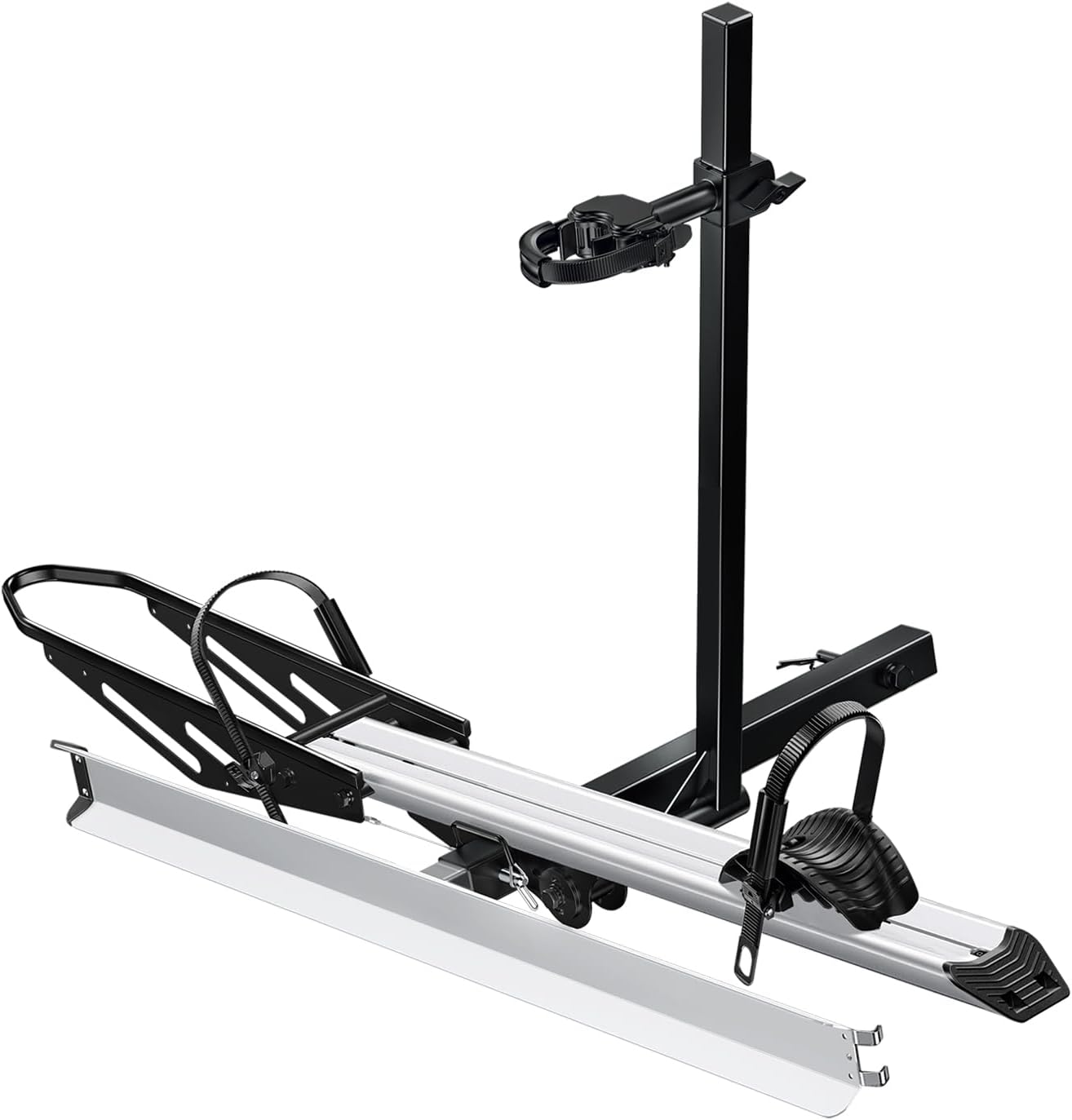 Young Electric Hitch Mount Single Bike Rack with Ramp for Electric Bike, 100 lbs. Capacity Bike Carrier for Truck, Trailer, RV, SUV