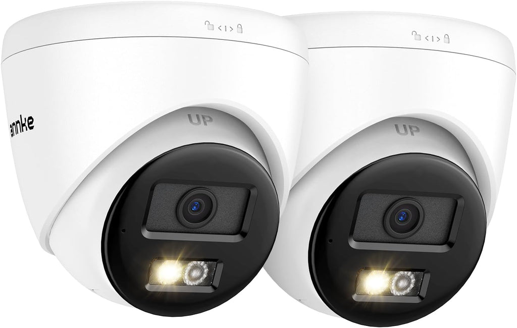 ANNKE C500 2Pcs 5MP IP Security Camera, Red and Blue Light Alarm, Color Night Vision, 2-Way Audio, Outdoor PoE Camera with H.265+, 120dB WDR, 3D DNR, Support Up to 512GB Micro SD, IP67, Remote Access