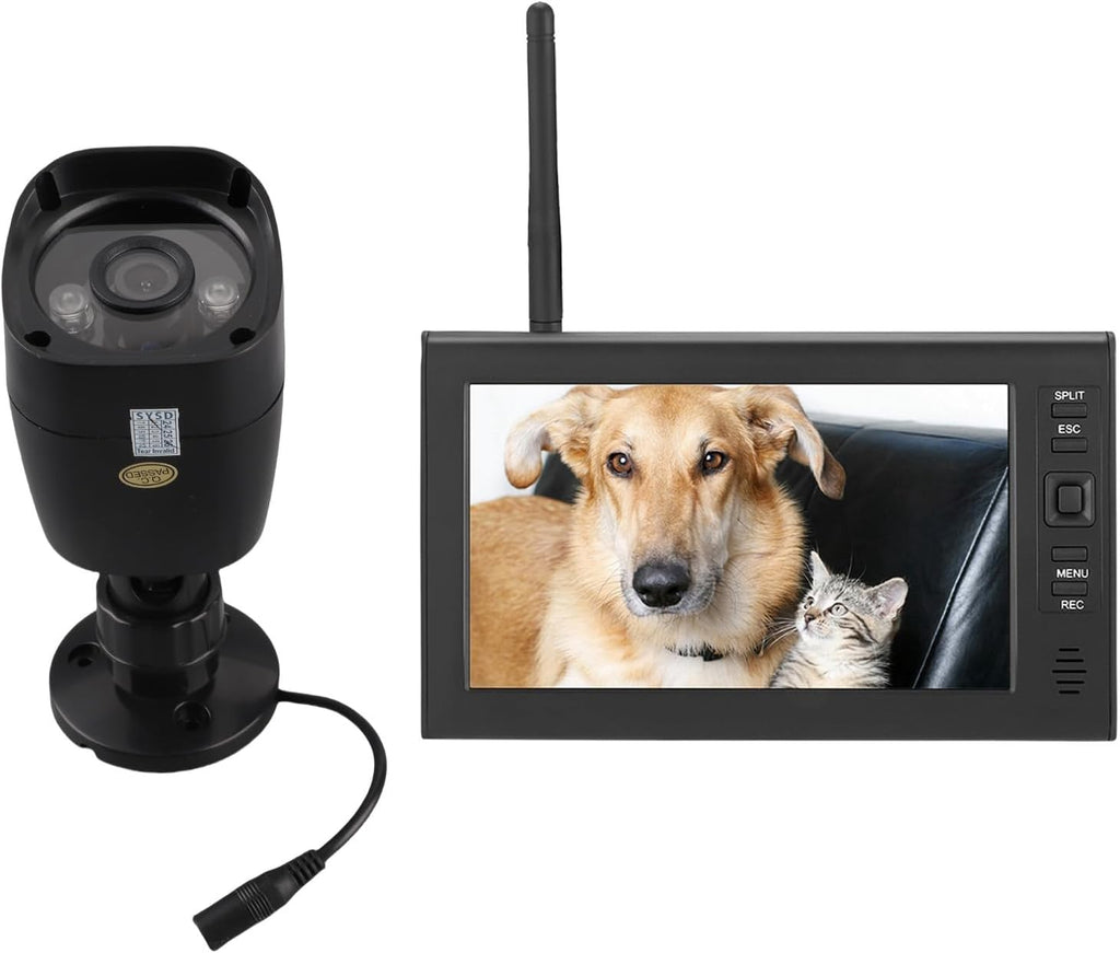 Outdoor Security Camera, Home Security Surveillance Camera, IR Night Vision, Motion Detection and Remote View with 4CH Surveillance Monitor System Display and TF Card