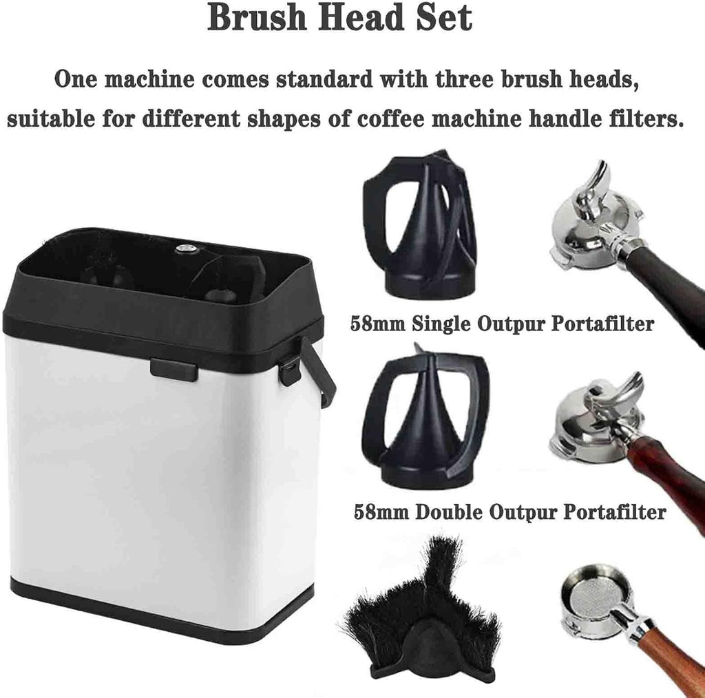 Electric Coffee Portafilter Cleaning Machine Knock Box Coffee portafilter Cleaner Coffee Grounds Container with 3 Scrapers