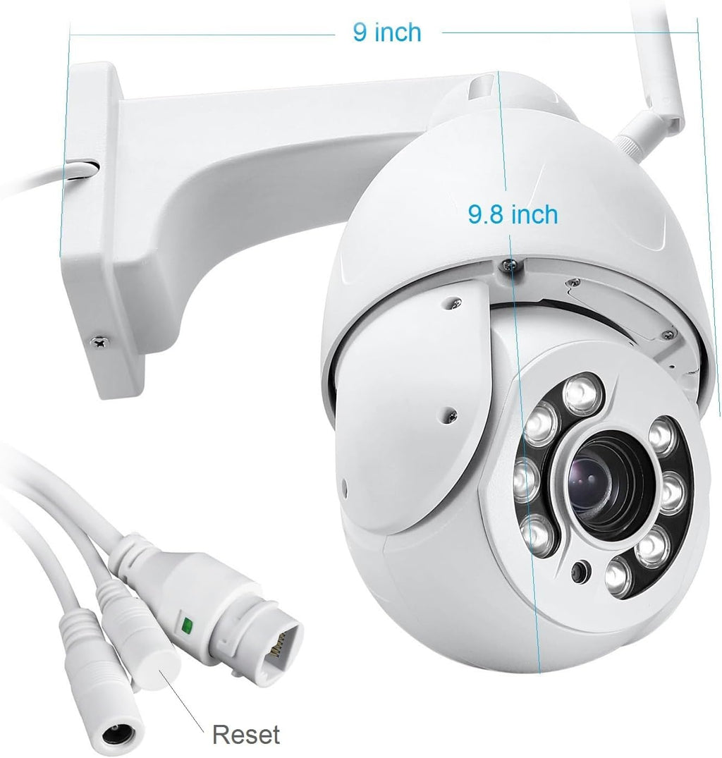 5MP 30X Optical Zoom WiFi Security PTZ Camera Wireless Wired CCTV Surveillance with Onvif Two Way Audio, Motion Detection Auto Tracking, Color Night Vision 330ft