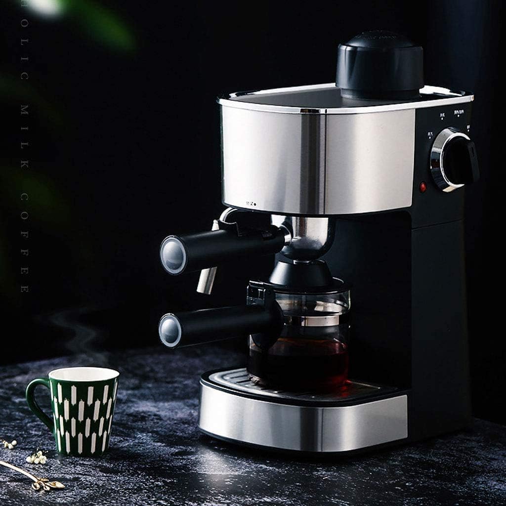 Coffee machine Coffee Machine 800W Semi-Automatic Espresso Coffee Machine Steam Type Overheat Overvoltage Protection Pause Function Coffee Maker Stainless Steel Decoration Black