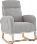 IDEALHOUSE Nursery Rocking Chair, Upholstered Glider Rocker with High Back & Side Pocket, Comfy Nursing Chair for Breastfeeding, Padded Nursery Armchair for Baby Room, Bedroom & Living Room,
