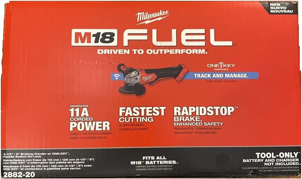 Milwaukee 2882-20 M18 FUEL 4-1/2'/5' Grinder w/ONE-KEY with Paddle (Tool Only)