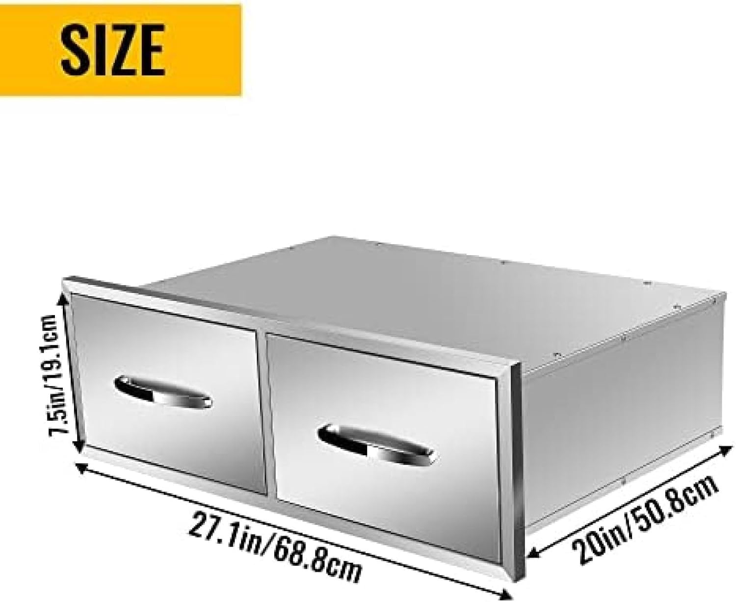 Outdoor Kitchen Drawer BBQ Drawer Outdoor Kitchen Access Drawers Horizontal- Stainless Steel Double Drawers for Outdoor Kitchen Grilling Station Or BBQ Island,30Wx20Dx10H