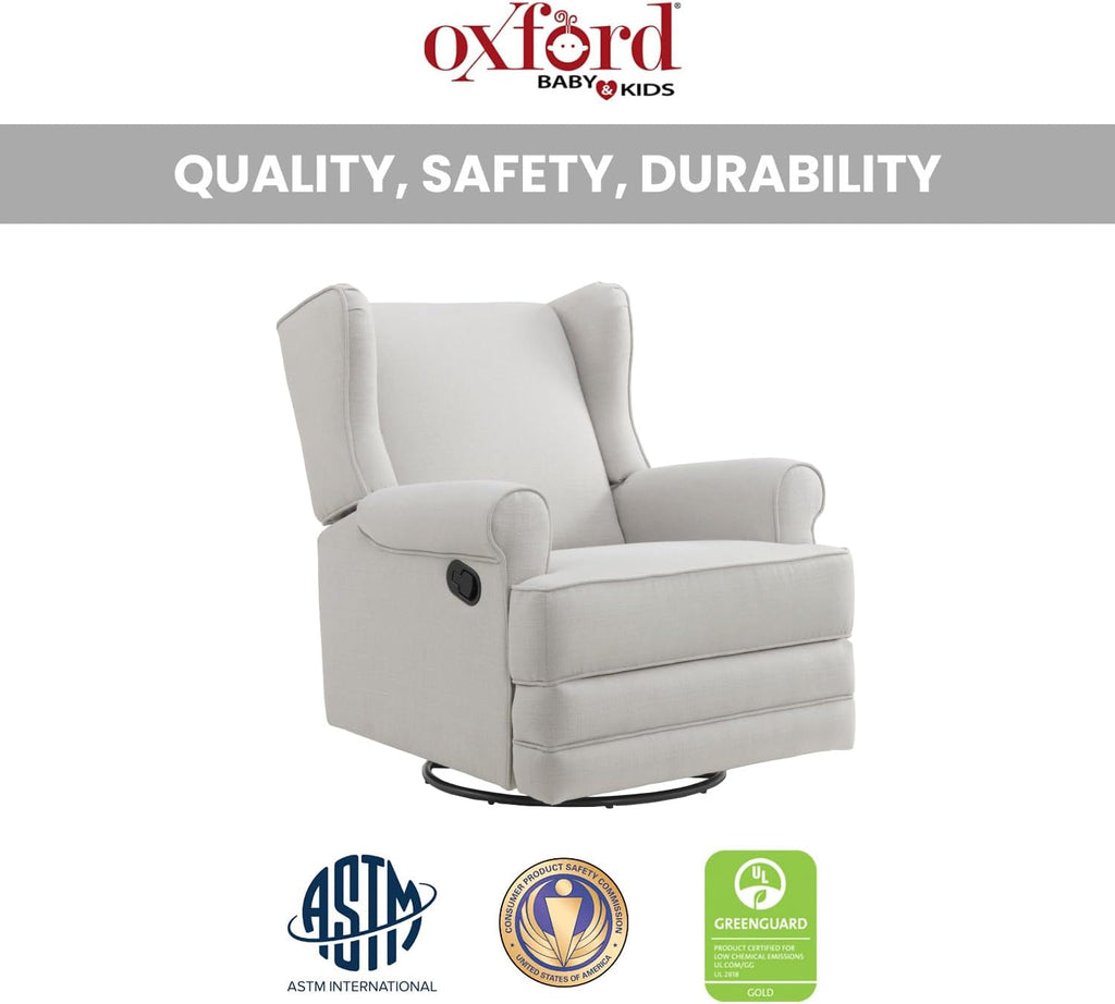 Oxford Baby Teegan Upholstered Swivel Glider & Recliner Nursery Chair, Sand