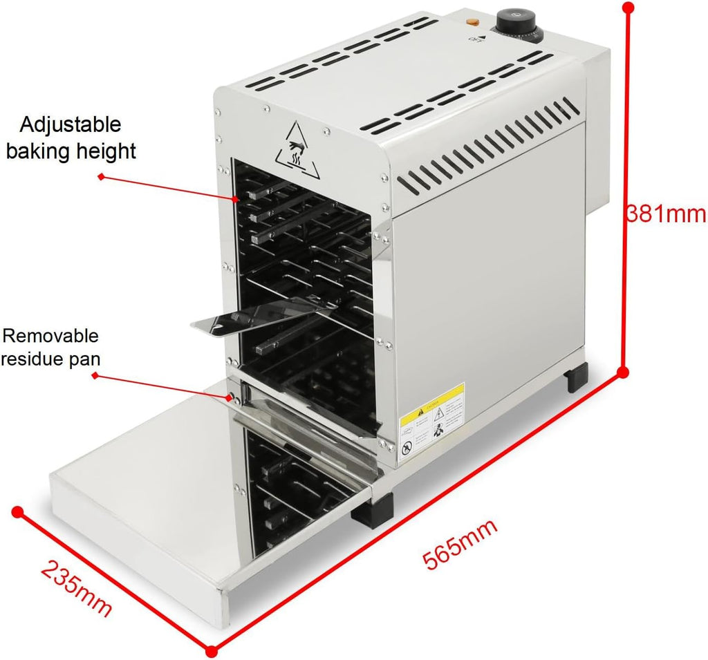 CHEF PROSENTIALS Small Stainless Steel Electric Steak Grill Oven – Portable Steak Broiler & Sear Station, Outdoor Electric Salamander BBQ with Pizza Stone