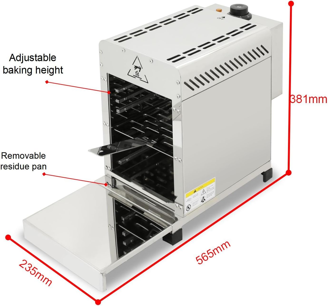 CHEF PROSENTIALS Small Stainless Steel Electric Steak Grill Oven – Portable Steak Broiler & Sear Station, Outdoor Electric Salamander BBQ with Pizza Stone