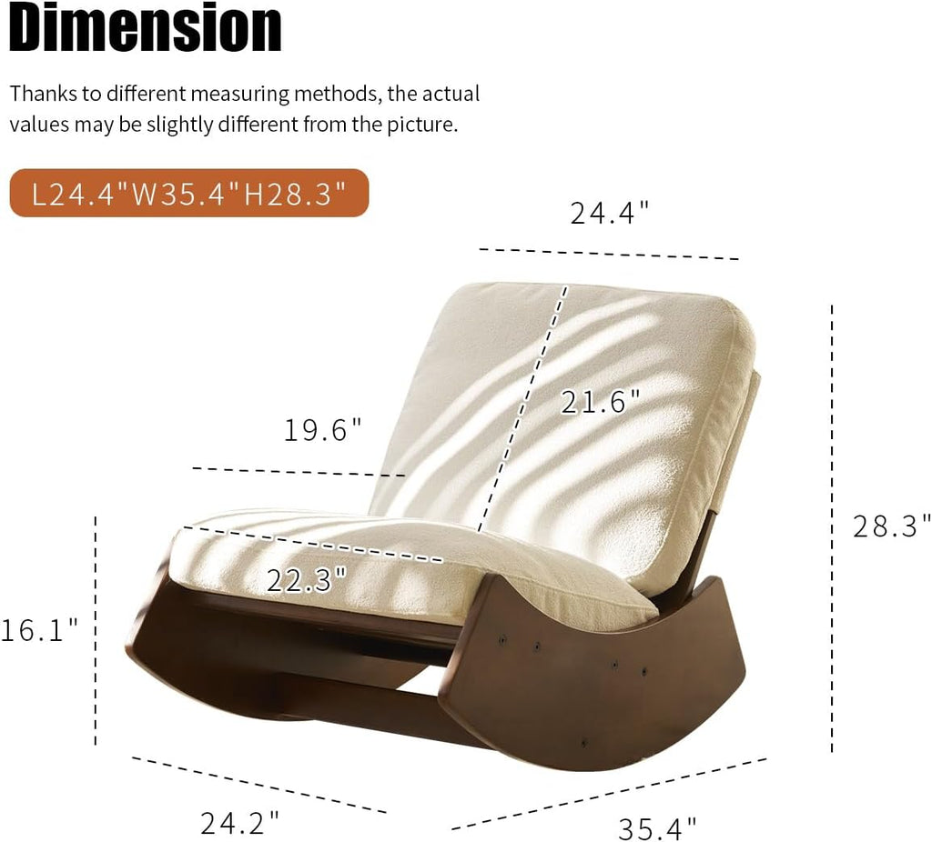 MFFM Comfortable Glider Rocking Chair, Upholstery Glider Chair, Solid Wood Frame, Perfect for Multiple Settings Accent Reading Chair for Bedroom,Living Room,Nursery (White)