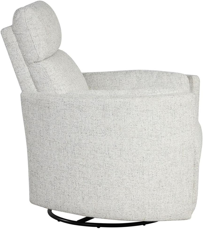 Pemberly Row Fabric Power Swivel Glider Recliner in Fossil Finish with USB Charging Ports and 2 Comfort Pillows for Living Room