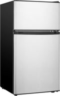 HAILANG Mini Fridge With Freezer,3.2 Cu.Ft Compact Refrigerator,Mini Refrigerator With 2 Doors For Bedroom,Office,Kitchen,Apartment,Dorm(sliver)