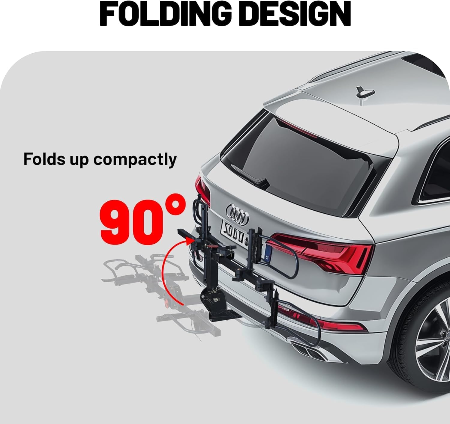 Bike Rack for Car Hitch Mount - Young Electric Bike Rack 200lb Capacity, Folding 2 Ebike Rack Platform Bicycle Carrier for SUV, Minivan, RV, Fits 5 Inch Fat Tires