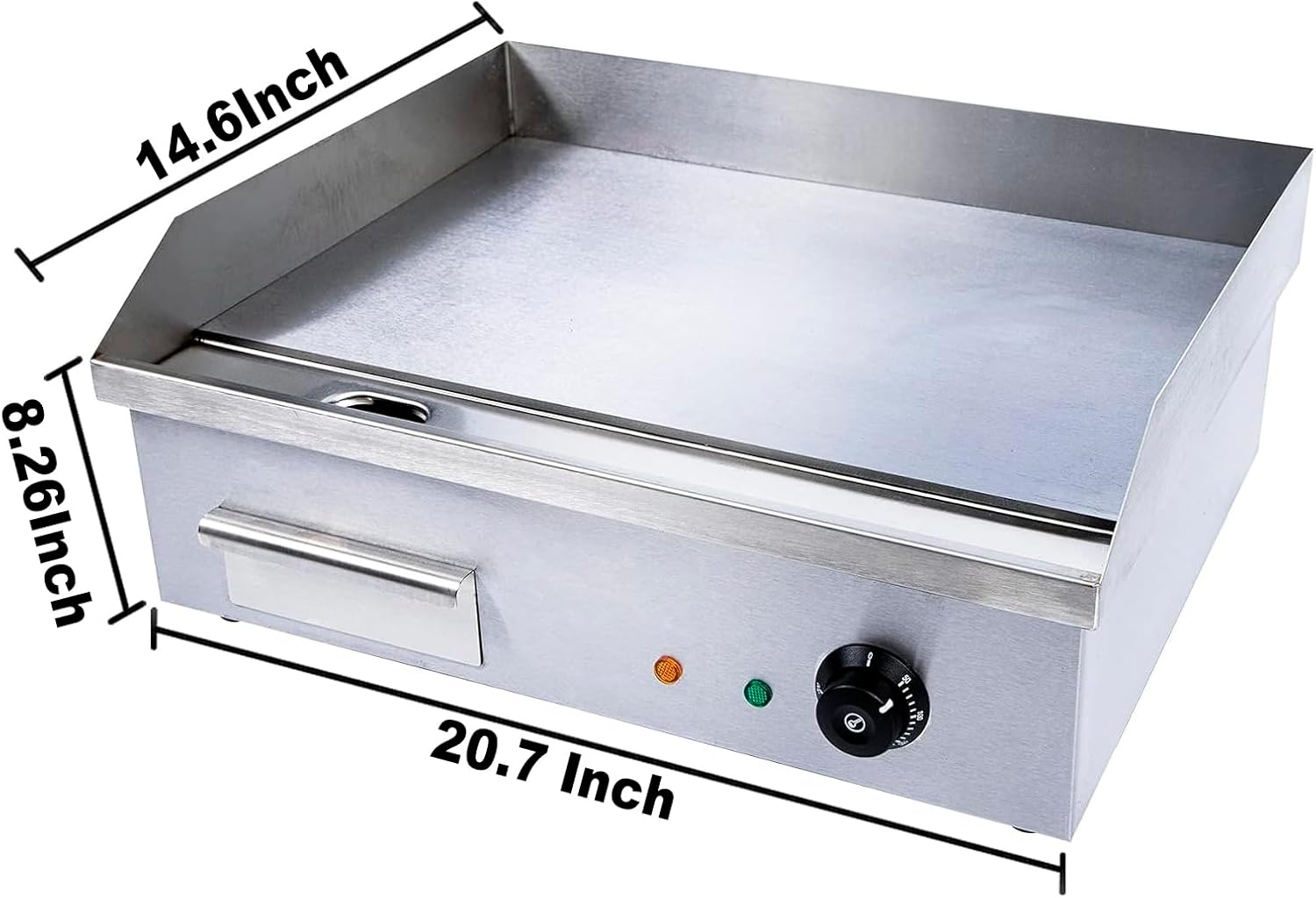 Commercial Electric Griddle, 3000w Stainless Steel Teppanyaki Grill Indoor Outdoor, Countertop Flat Top BBQ Plate with Thermostatic Control
