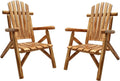 DJL Adirondack Wooden Chair Set of 2 Outdoor Patio Lounge Log Cabin Furniture Rustic Solid Wood Comfortable Seating for Porch, Balcony, Lawn, Fire Pit, Deck, 42.12 Inches Tall, Lightly Toasted