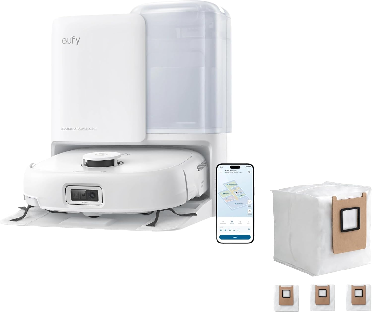 eufy Robot Vacuum E25 White & 3* Dust Bags (Bundle)