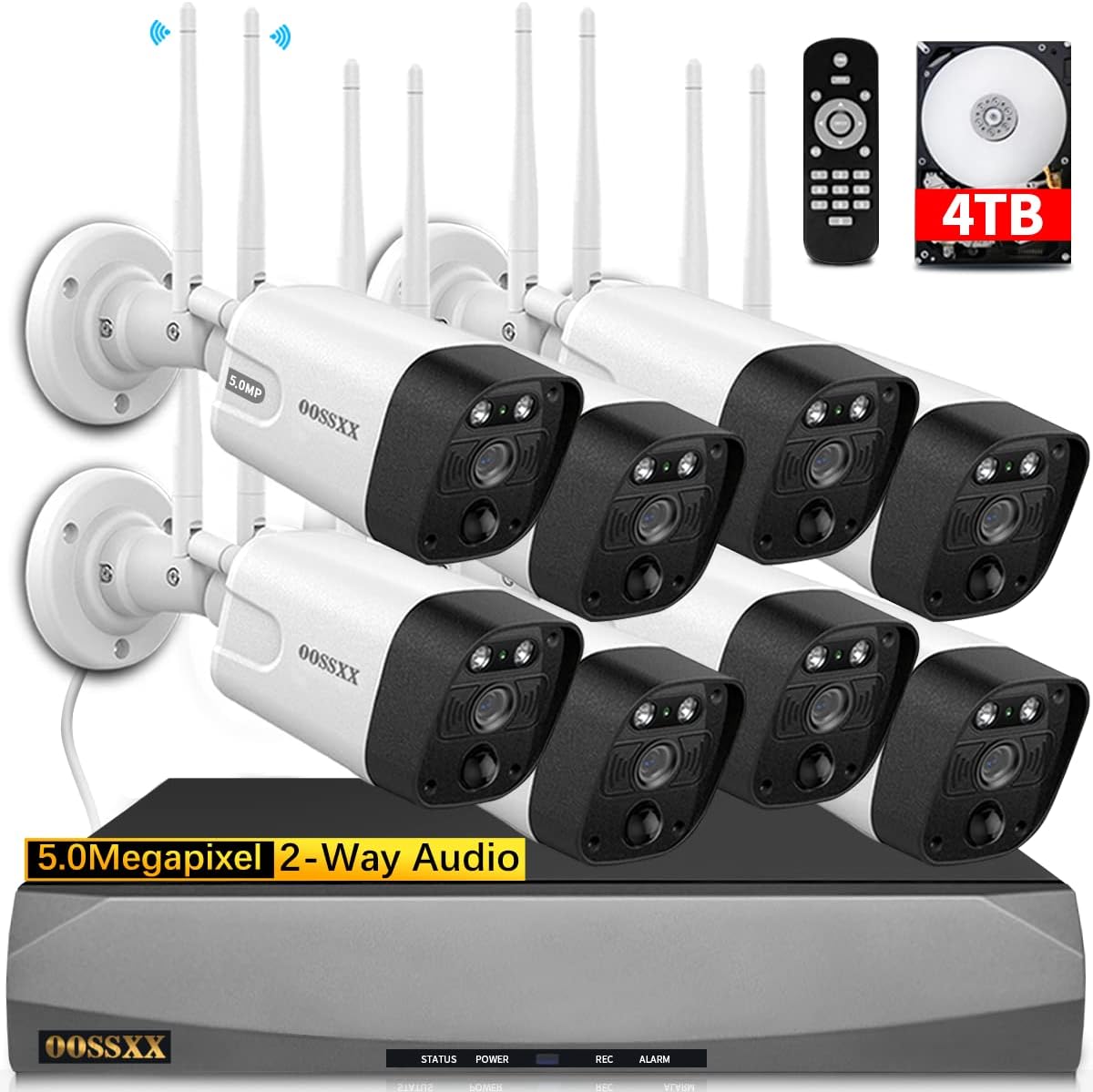 (2026 Update) Wireless WiFi Outdoor Security Camera System with Dual Antenna Cameras, 55% Stronger Signal, 130° Wide Angle, 65ft Night Vision, 2-Way Audio, No Monthly Fee, Home NVR Security System