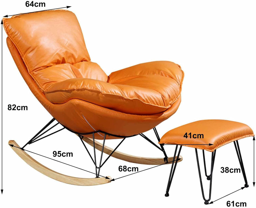 Modern Nursery Rocking Chairs, Rocking Chair Nursery with Footrest, Upholstered Rocking Chair Nursery Glider, Comfy Rest Reading Chair Water Resistant Nursery Chair,Ginger