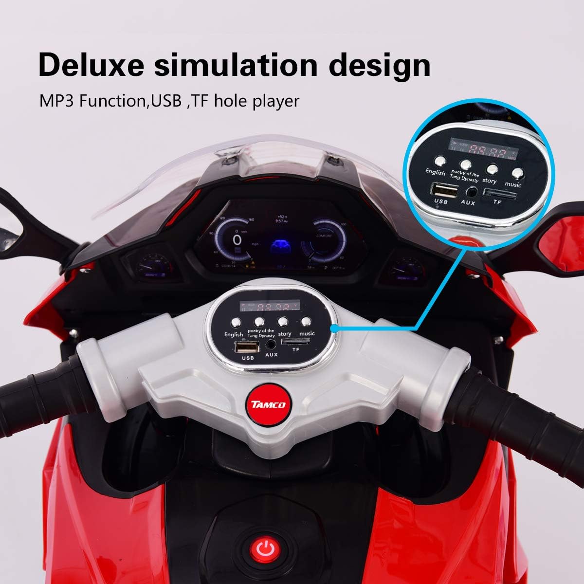 TAMCO Ride on Motorcycle for Kids, 3 Twinkling Wheels Electric Ride on Toy,12 V Kids Motorcycle (RED)