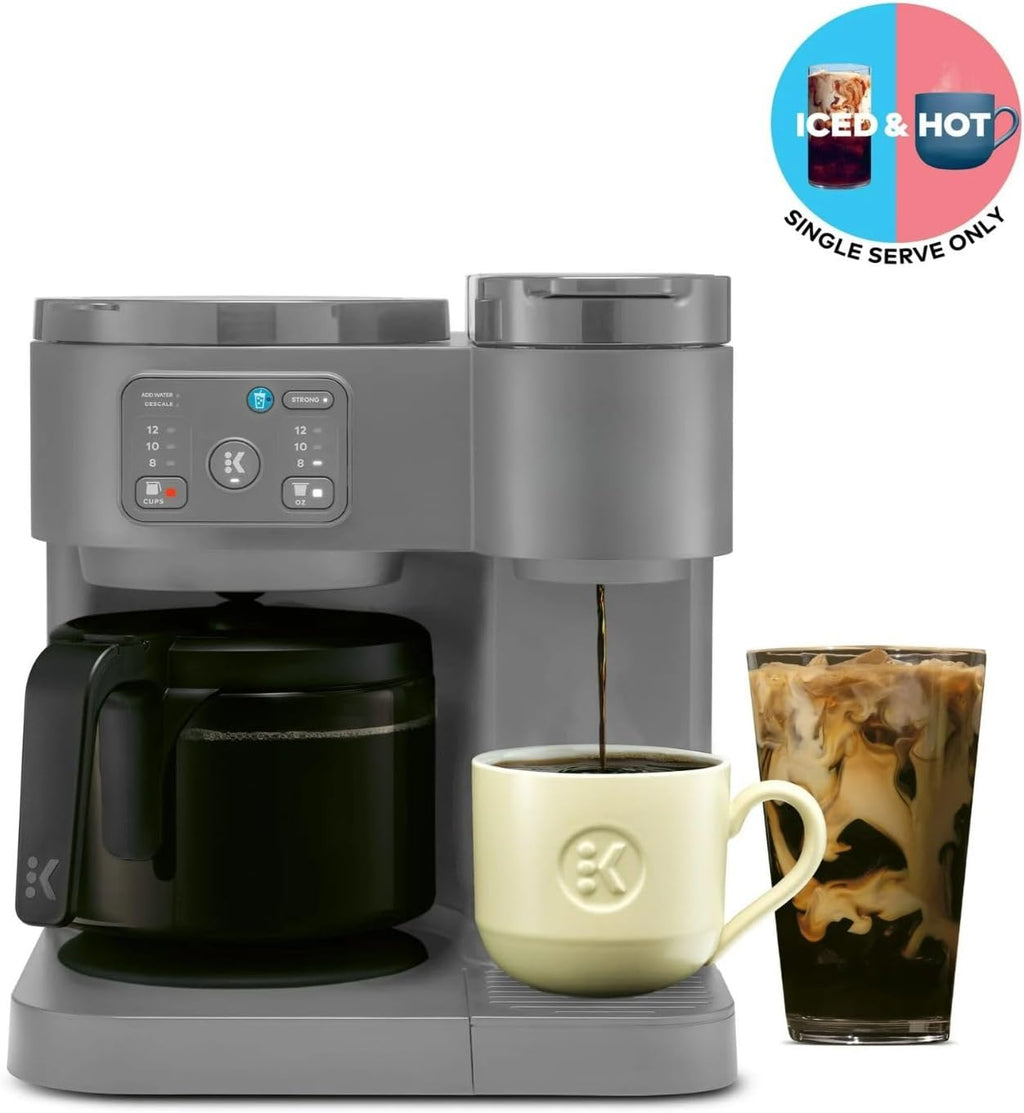 K-Duo Essentials Coffee Maker for Hot and Iced Drinks, Single Serve KCup Pod Brewer and 12 Cup Carafe Drip Coffee Pot, 72 oz Water Reservoir,Pause & Pour Feature, Perfect for Home & Office Use