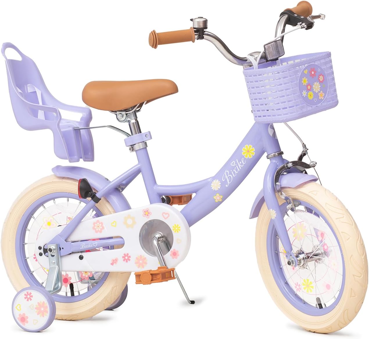 Bixike Girls Bike with Basket for Toddlers and Kids Aged 3-14 Years Old, 12 14 16 18 Inch with Training Wheels & Doll Seat, 20 Inch with Kickstand & Rear Rack, Princess Style Bicycle for Gift.