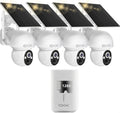 2.5K Home Security Solar Cameras Wireless System,4 Cameras Kit with Solar Battery Powered, 360° WiFi Camera with PIR,2-Way Audio, Spotlight Camera, 128G Local Storage,99% New-Showpiece