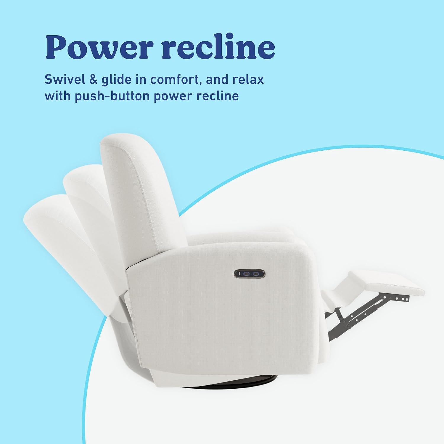 Graco Bellwood Power Recliner Swivel Glider (Ivory Basketweave) – Electronic Power Recliner for Nursery, Includes Dual-USB Charging Port for USB-A & USB-C, Glider Rocking Chair with Full Recline