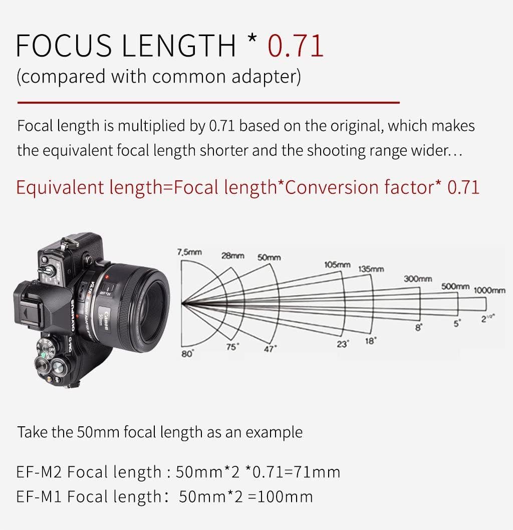 VILTROX EF-M2II 0.71x Speed Booster Focal Reducer Lens Adapter Auto Focus for Canon EF Lens to M43 Mount Camera GH4 GH5 GF6 GH5M2 G100 G95 G85 OM-1 EM-1 E-M1X E-M1 iii E-M5 iii E-M10 iv E-M10 iii