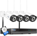 Hiseeu 2.5K 5MP WiFi Security Camera System Outdoor,Expandable 16CH 8MP NVR, 1TB HDD,Spotlight,2 Way Audio, IP66 Waterproof, Motion Alert, DC Power Plug-in, 24/7 Recording