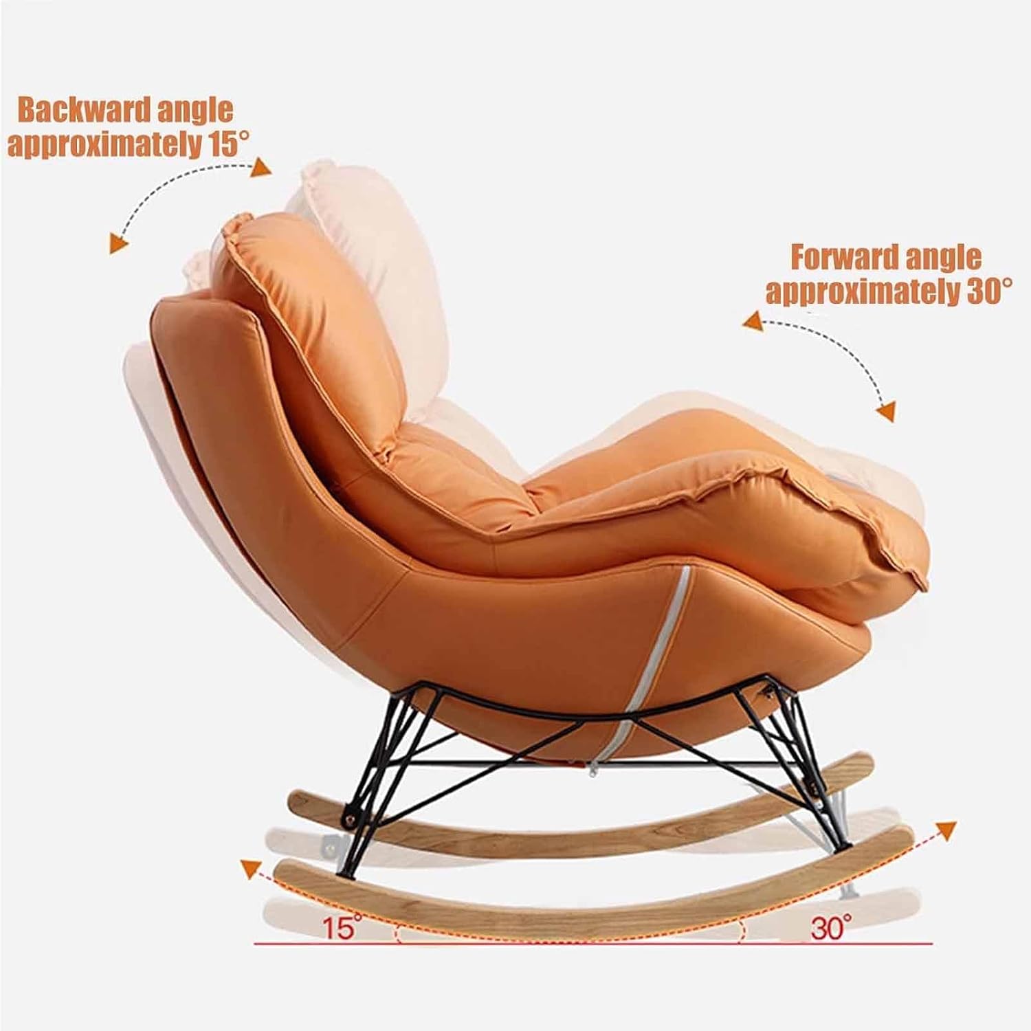 Modern Nursery Rocking Chairs, Rocking Chair Nursery with Footrest, Upholstered Rocking Chair Nursery Glider, Comfy Rest Reading Chair Water Resistant Nursery Chair,Pink