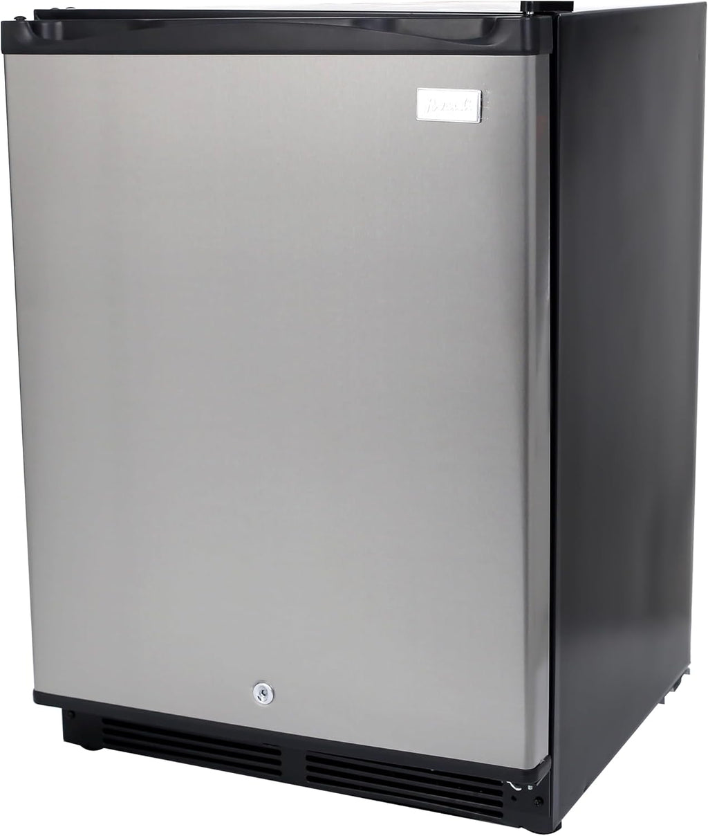 Avanti Mini Fridge Compact Refrigerator for Office or Dorm with Reversible Door with Security Lock, Adjustable Glass Shelves and Adjustable Temperature Control and Auto Defrost, 5.2-Cu.Ft., Stainless