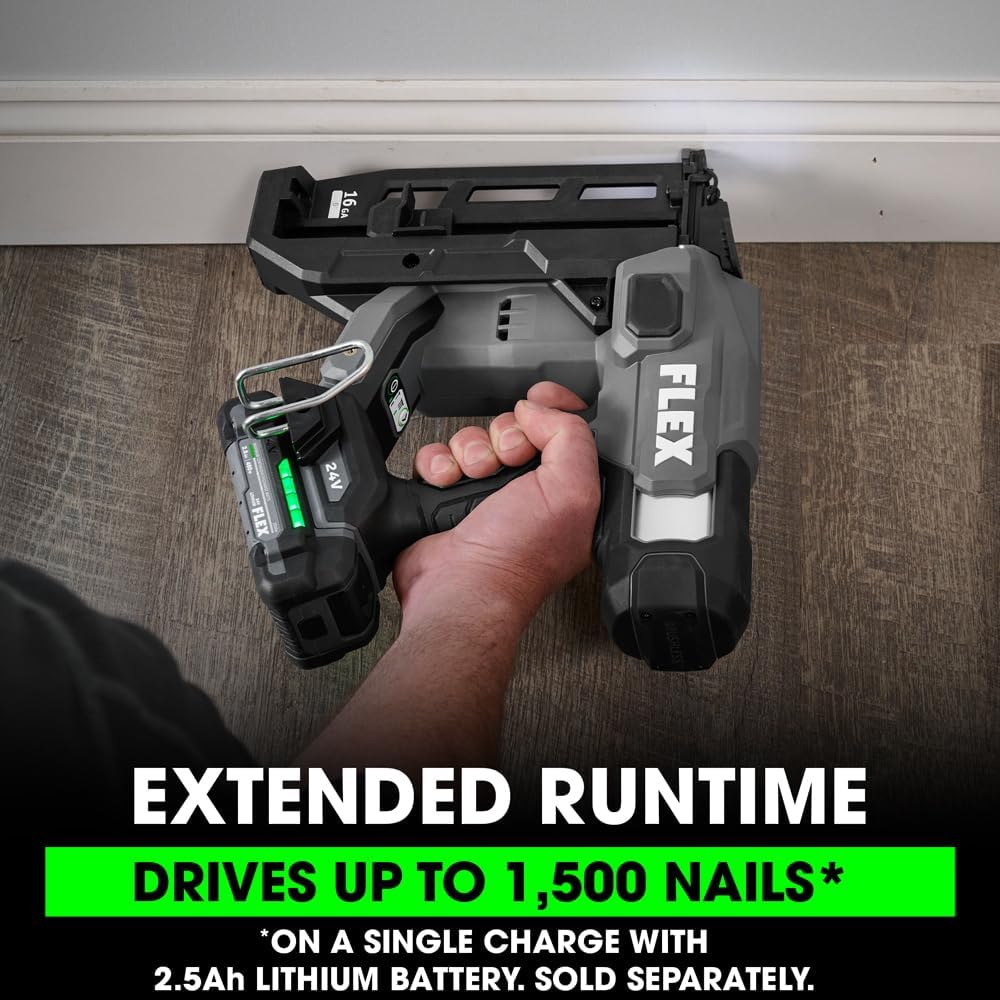 FLEX 24V Brushless Cordless 16 Gauge 3/4-inch to 2-1/2-inch Straight Finish Nailer Tool Only, Battery and Charger Not Included - FX4321-Z