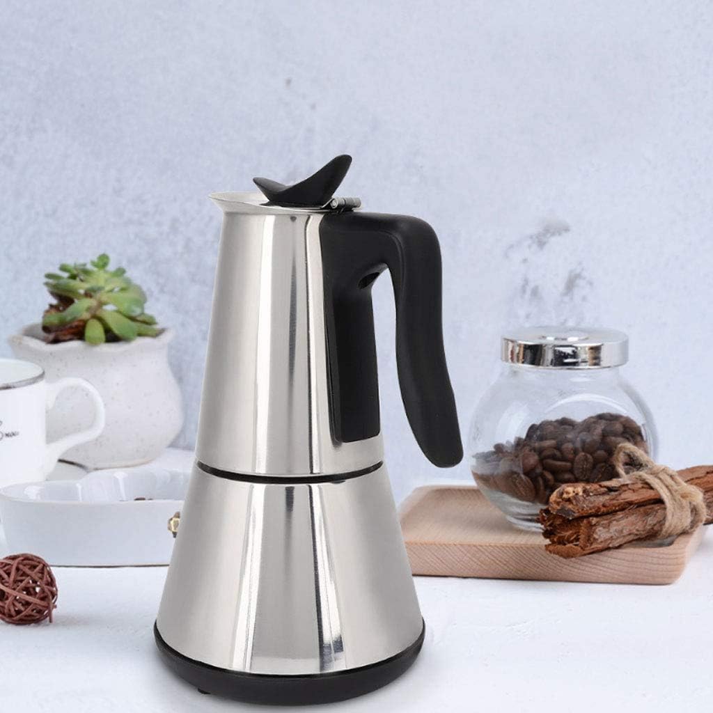 Coffee Machine 6Cups/300Ml Electric Coffee Maker Aluminum Material Coffee Pots Mocha Coffe Machine Coffee Filter Espresso Maker Anti-Scalding Handle Design with Base