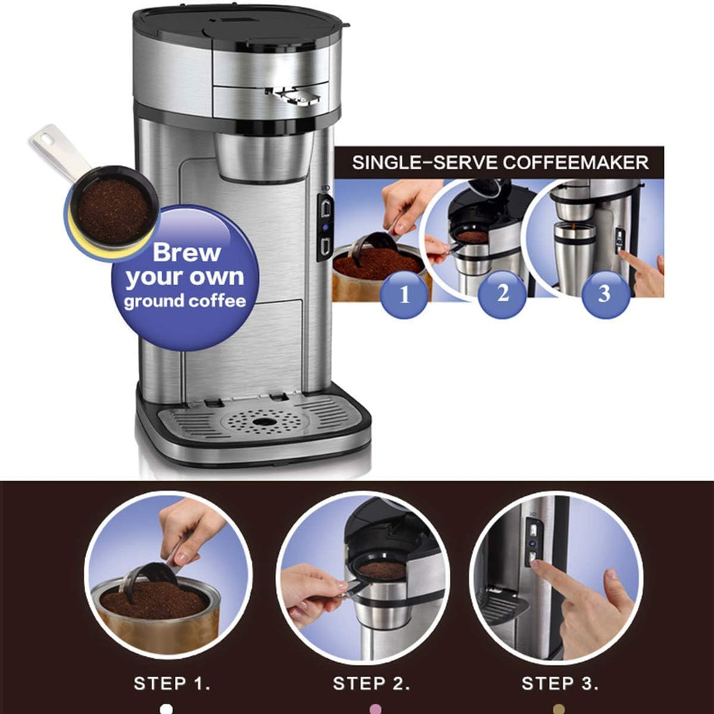 Coffee Machine Coffee Machine Filter Coffee Machine,Detachable Filter Automatic Coffee Makers for One Cup Stainless Steel 1300W