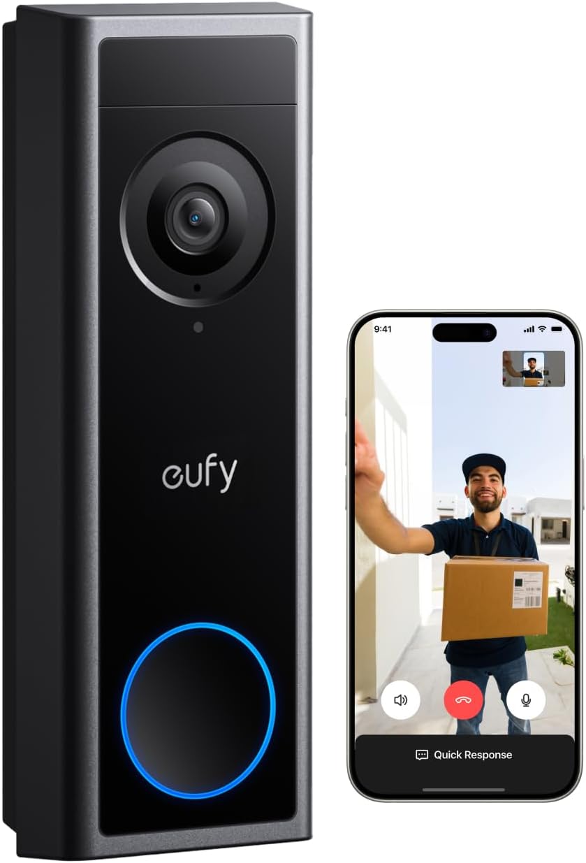 eufy Security Video Doorbell C31 with Add-on Chime, 2K FHD, Battery or Hardwire Powered, Easy to Install, Live Video Call, 24/7 Recording, Human & Motion Detection, HomeBase S380 Compatible