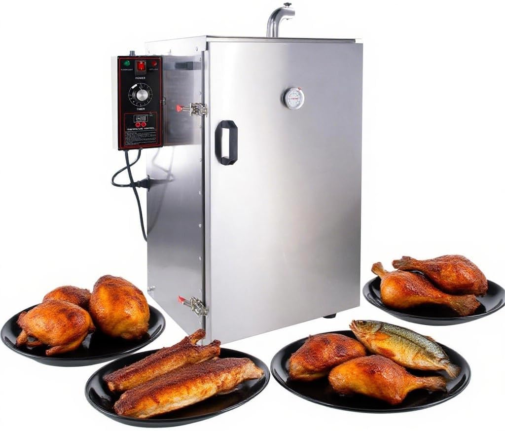 CLIVIA Electric Vertical BBQ Smoker, 4 Layers Outdoor Smoker Oven with Digital Temperature&Time Controller, Barbecue Cooking, Grilling Smoking for Fish, Sausage, Jerky (DSH-S20B)