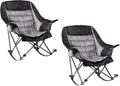 2 PCS Oversized Rocking Camping Chair for Adults - 400lbs Capacity Padded Camp Chair, Portable Foldable Outdoor Rocker Chair for Camping, Backyard, Patio (Black & Gray)