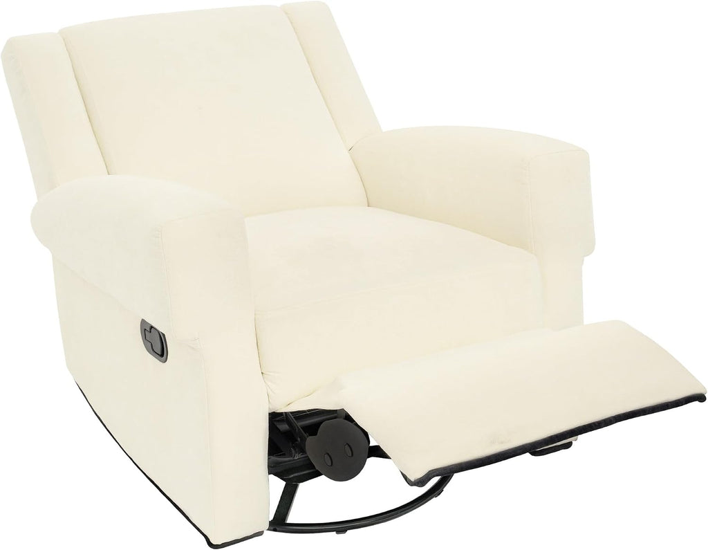 Christopher Knight Home Hayezi 360° Swivel Rocker Recliner Sofa with Dual Reclining Positions, Living Room Lounge Chair, Chenille Fabric Recliner for Living Room, Bedroom & Nursery, White