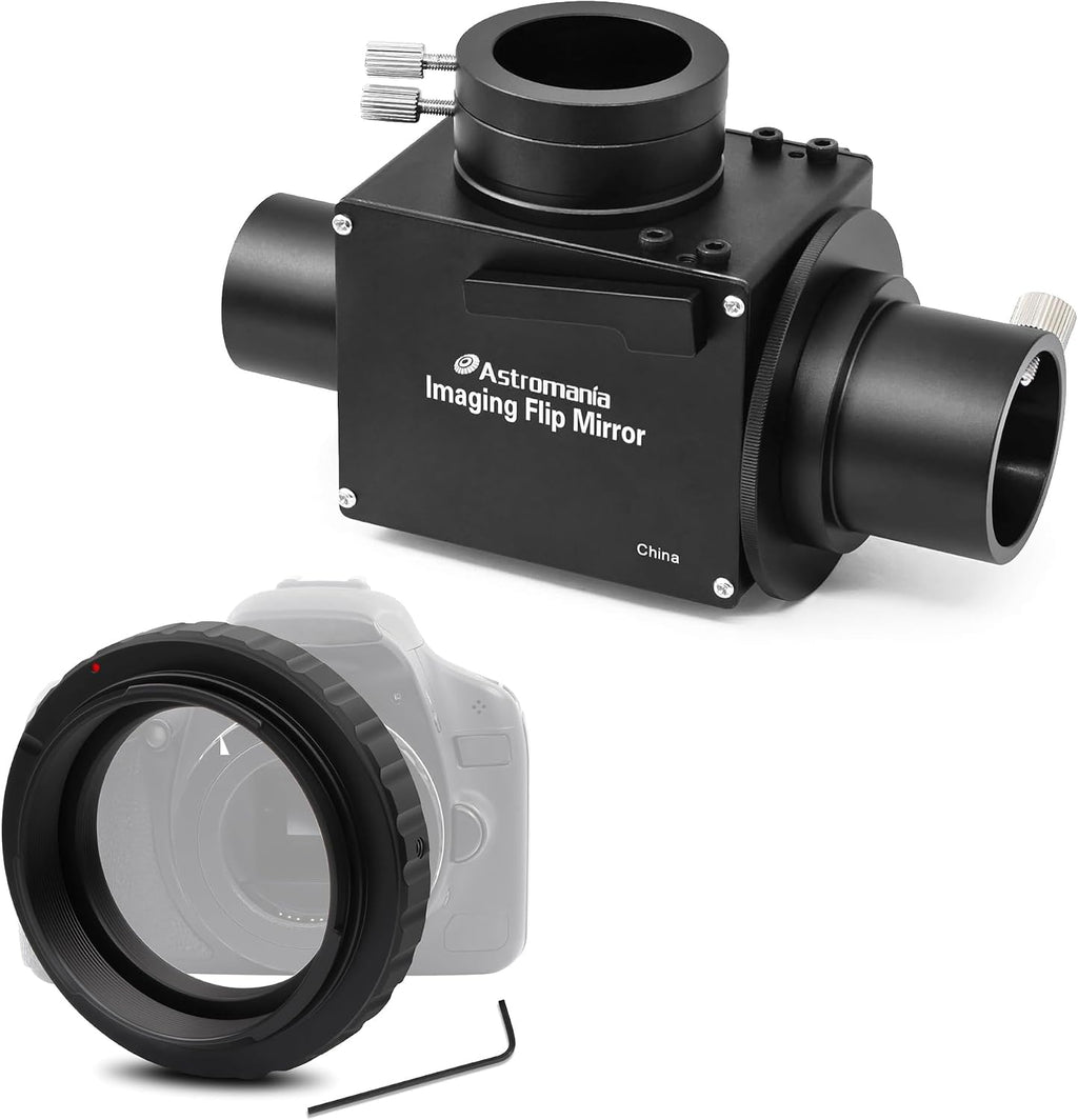 Astromania Metal T-Ring Adapter for Canon EOS DSLR/SLR - Bundle with - 1.25 Inch Flip Mirror for Telescope with Eyepiece Adapter