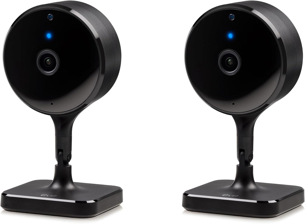 Eve Cam (2 Pack, Apple Home) – Smart Indoor Camera, 1080p Resolution, Wi-Fi, 100% Privacy, HomeKit Secure Video, iPhone Notifications, Microphone and Speaker, Night Vision, Flexible Installation