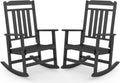 GREENVINES Outdoor-Rocking-Chairs-Set-of-2 | HDPE Plastic | Patio Rockers | Porch Rocker Chair | Oversized | High Back | Big & Tall | Black