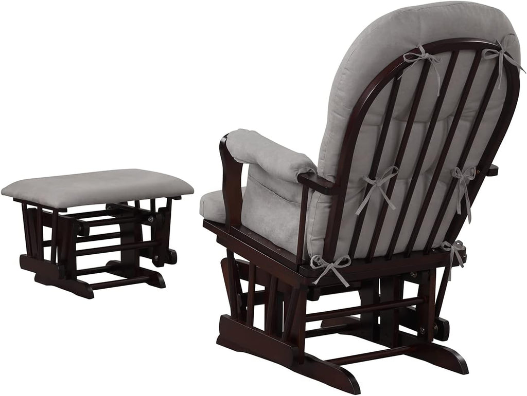 Angel Line Grayson Glider and Ottoman, Espresso, Gray